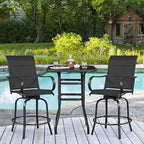 Yaheetech 6 Piece Patio Swivel Bar Stools Texteline Chairs with High Back/Armrest/Footrest, All Weather Padded Seating Outdoor Furniture Height Outdoor Chairs for Outside, Lawn & Garden