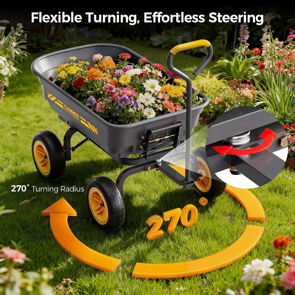 cammoo 10-in no-flat tires 600lb garden dump cart, view 10