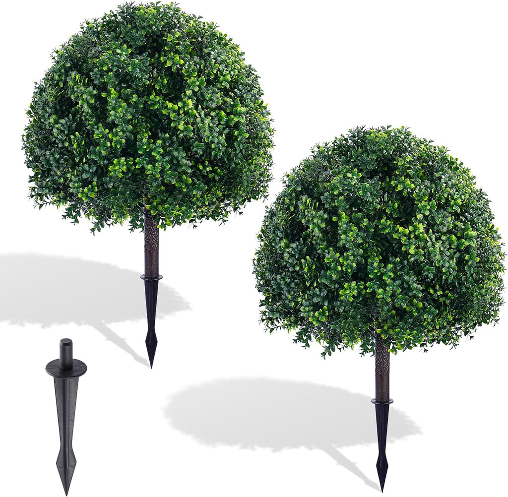 28 inch artificial boxwood trees, 2 sets faux, main product view