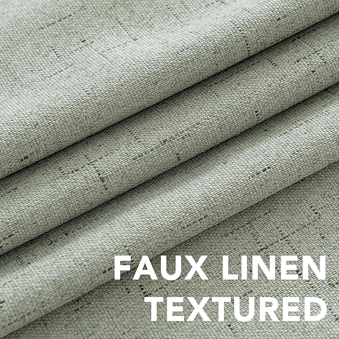 H.VERSAILTEX Primitive Linen Curtains 100% Blackout Curtain Drapes Burlap Fabric Curtains with White Thermal Insulated Liner, Grommet Top Drapes Living Room/Bedroom (2 Panels, 42 x 54 Inch, Sage)