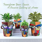 Abstract Face Planter Pots for Plants,Hand-Painted Colorful Flower Pots with Drainage, Indoor Outdoor Garden Decor Gift(Classic,Large)
