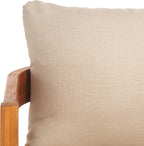 SAFAVIEH Outdoor Collection Owen Acacia Solid Wood Natural/Taupe Cushion 3-Seater Sofa