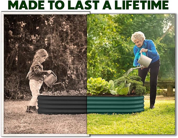Plant & Plot Galvanized Raised Garden Beds Outdoor // 4×2×1 ft (2-Pack) Planter Raised Beds for Gardening, Vegetables, Flowers // Large Metal Garden Box (Dark Green) // Patented Tool-Free Design