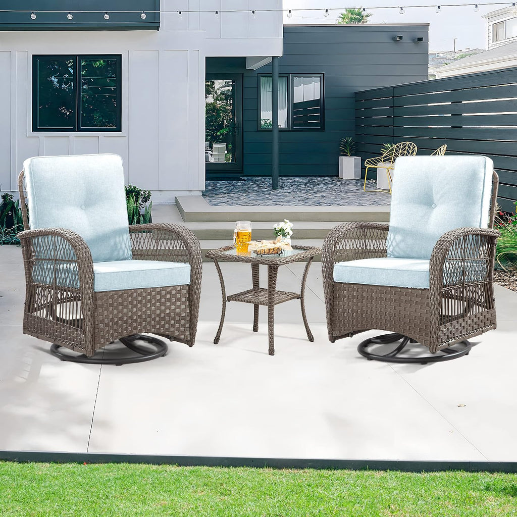 bistro set 3 piece outdoor patio furniture, wicker, main product view