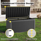 320 Gallon Outdoor Storage Box,Large Waterproof UV Resistant Deck Box,Lockable Storage Container for Patio Furniture Cushions Garden Tools and Pool Accessories(Black)
