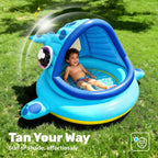 JOYIN Inflatable Shade Kiddie Pool,Whale Baby Pool Tent, Infant Swimming Pool for Kids （54" x 56" x 28"）,Blow Up Toddler Pool for Swim Party Toys Summer Water Beach Fun