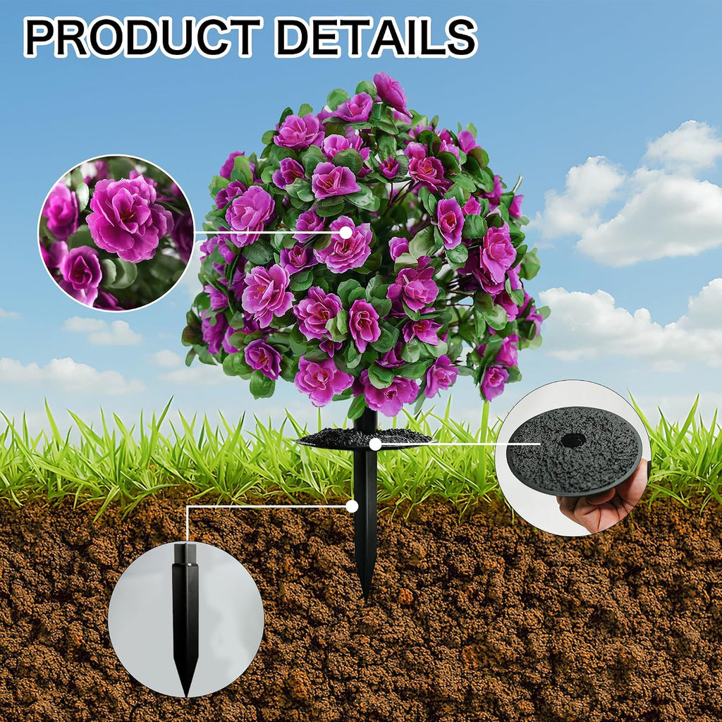 outdoor artificial flowers,faux shrubs topiary ball set of, close-up detail