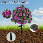 outdoor artificial flowers,faux shrubs topiary ball set of, close-up detail