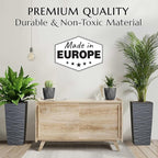 Mueller Janska M-Resin Heavy Duty Tall Planter, Indoor/Outdoor Grande Plant, Tree, Flower Pot, 2-Piece Set, 24”, Modern Design, Built-in Drainage, Dark Gray