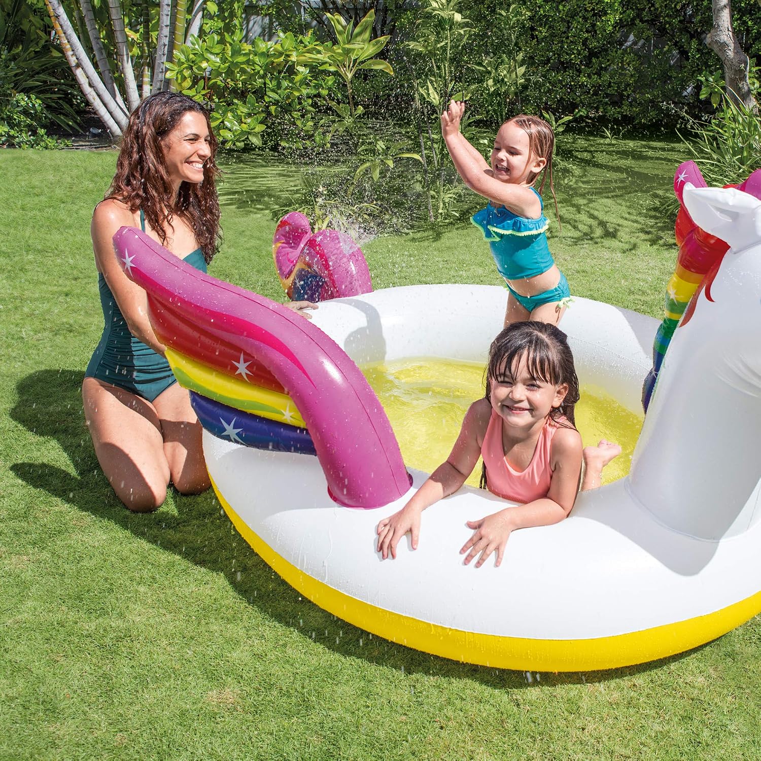 Intex Mystic Unicorn Spray Pool Inflatable Pool, White