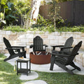 LUE BONA Folding Adirondack Chairs Set of 4, HDPS Fire Pit Chairs, Black | All-weather-resistant, ergonomic curved design, all-day comfortable sitting, HDPS Distinct texture & vibrant rich colors