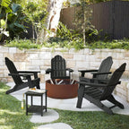 LUE BONA Folding Adirondack Chairs Set of 4, HDPS Fire Pit Chairs, Black | All-weather-resistant, ergonomic curved design, all-day comfortable sitting, HDPS Distinct texture & vibrant rich colors
