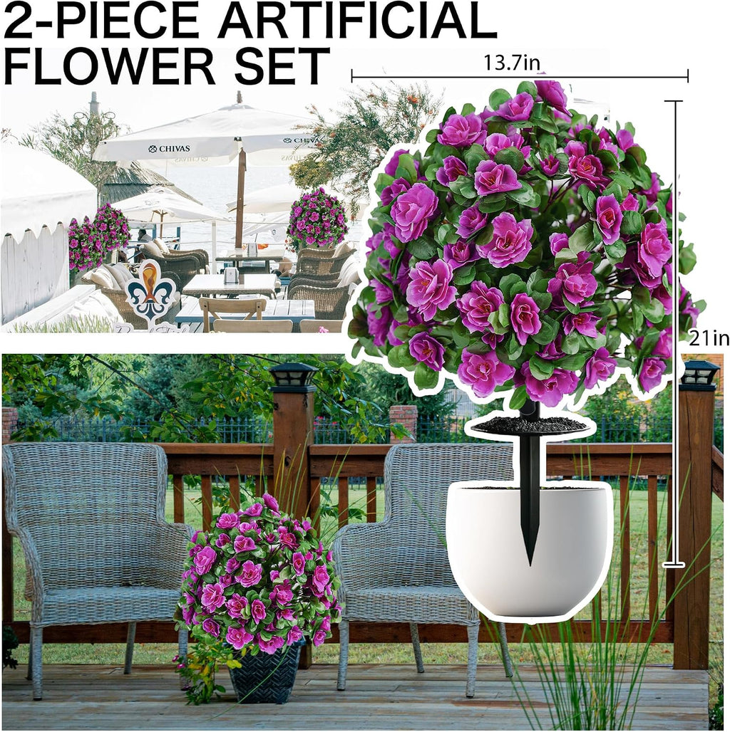 outdoor artificial flowers,faux shrubs topiary ball set of shown in use