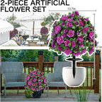 outdoor artificial flowers,faux shrubs topiary ball set of shown in use