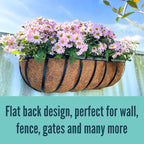LaLaGreen Deck Railing Planter Boxes - 6 Pack, 36 Inch Long Window Flower Box Attach to House, Wall Planters for Outdoor Plants with Coco Liners English Horse Trough Fence Balcony Garden Porch Rail