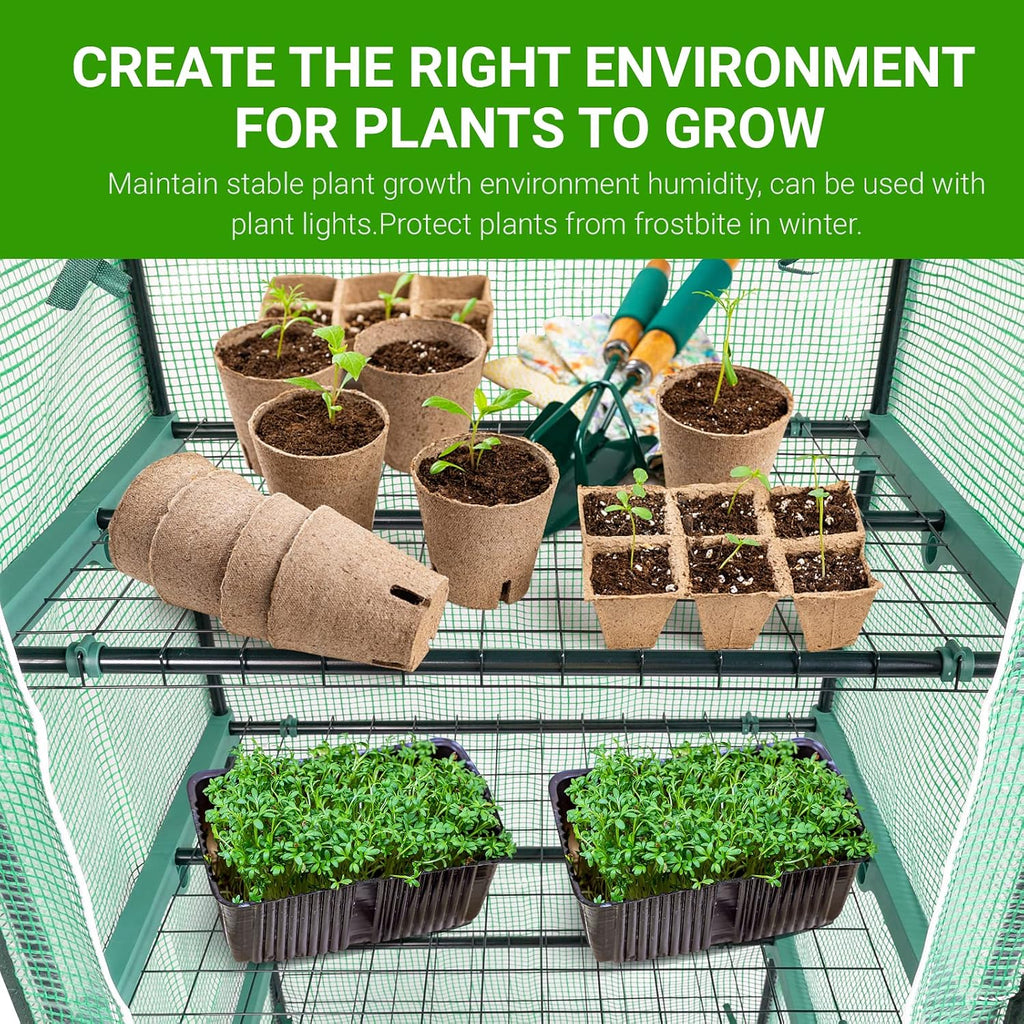 mini compact greenhouse, small pe plant green house showing dimensions