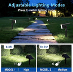 Solar Spot Lights Outdoor Waterproof IP65,4 Pack,Cool Light,2 Lighting Modes Selectable, Solar Powered Yard Garden Solar Spot Lights for Outside Landscape Auto On/Off