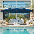 SUPERJARE 15FT Outdoor Umbrella for Patio, Double sided Pool Umbrellas with Fade Resistant Canopy, Large Table Umbrella for Deck, Market, Backyard - Navy Blue