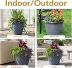 Sunnydaze 20-Inch Anjelica Large Plastic Pot for Plants - Outdoor Double-Walled Large Plastic Planter with Drillable Drainage Holes - Slate - 4pk