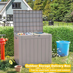 EasyUp 30 Gallon Outdoor Storage Box Waterproof, UV Resistant Outdoor Deck Box, Resin Deck Boxes for Garden Tools Equipment, Gray