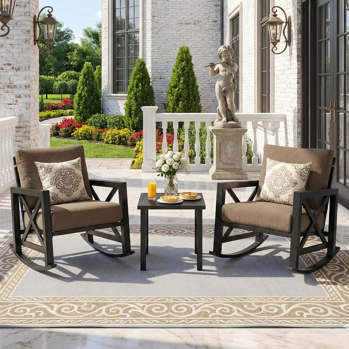 natural expressions 3 piece patio rocking bistro set, main product view
