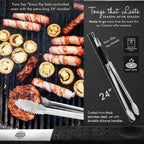 Grill Tongs 24-Inch Super Long Extra Heavy Duty for Grilling and Barbecue Heat Resistant Hand Grips Stainless Steel for BBQ Outdoor Kitchen and Cooking Hot Grilled Food