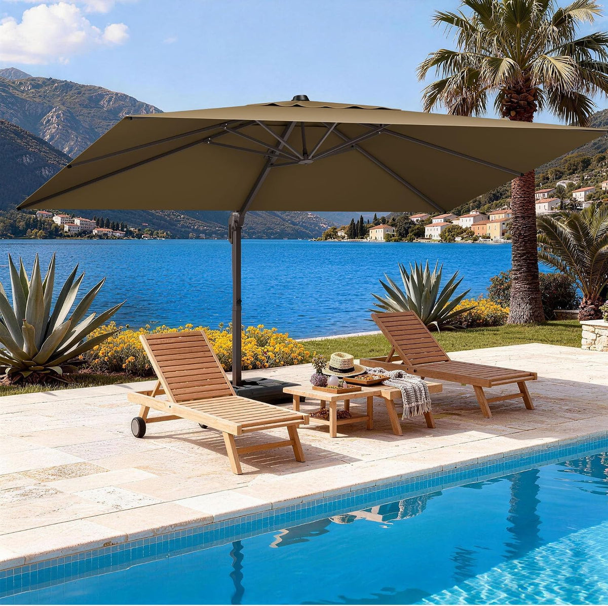 9' x 12' cantilever patio umbrella rectangle outdoor, front angle view