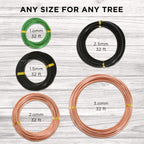 Leaves & Soul Bonsai Wire Kit with Cutter, Bonsai Training Wire Set 160ft | Plant Training Wire Set with Aluminum Wire, Cutter & Canvas Bag for Shaping Bonsai & Small Trees for Beginners & Pros.