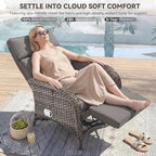 Zero Gravity Wicker Patio Recliner Chairs Set of 2 - Wicker Outdoor Lounge Chair with Adjustable Backrest & Footrest, All Weather Outdoor Reclining Chairs with Thick Cushion for Pool Deck Grey