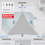 Amgo Custom Size 6' x 6' x 6' Grey Triangle Sun Shade Sail Order to Make Canopy Awning UPF50+ AGSLT, 95% UV Blockage, Water & Air Permeable, 200GSM Commercial Standard (We Customize)