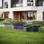 Galvanized Metal Planter Round Raised Garden Bed Kit for Gardening Outdoor，2x2x1ft Grow Garden Box Raised Flower Bed，Round Galvanized Planter Outdoor Metal Fire Pit Ring