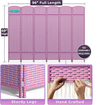 Sorbus 6-Panel Black Room Divider with Double Hinged Panels, 6 ft Tall Folding Privacy Screen