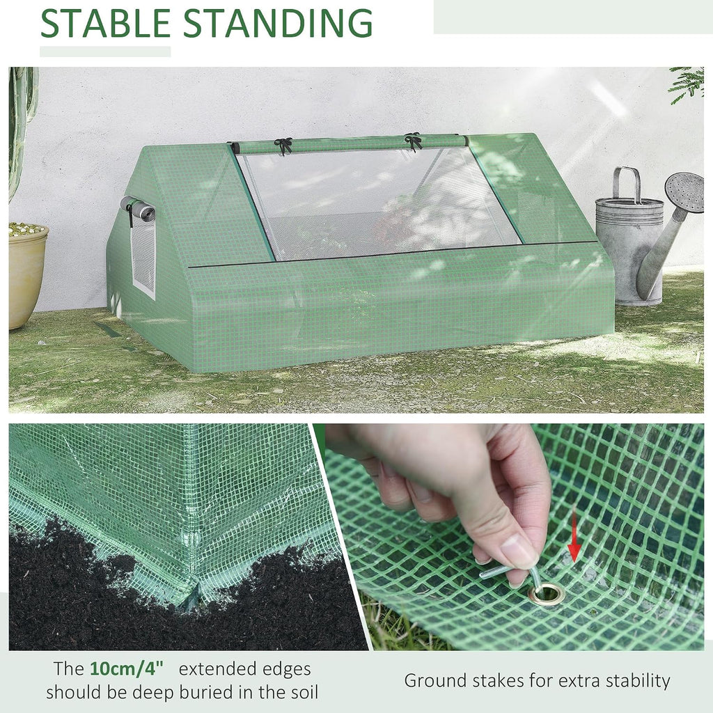 outsunny 71" x 55" x 32" mini greenhouse, side view
