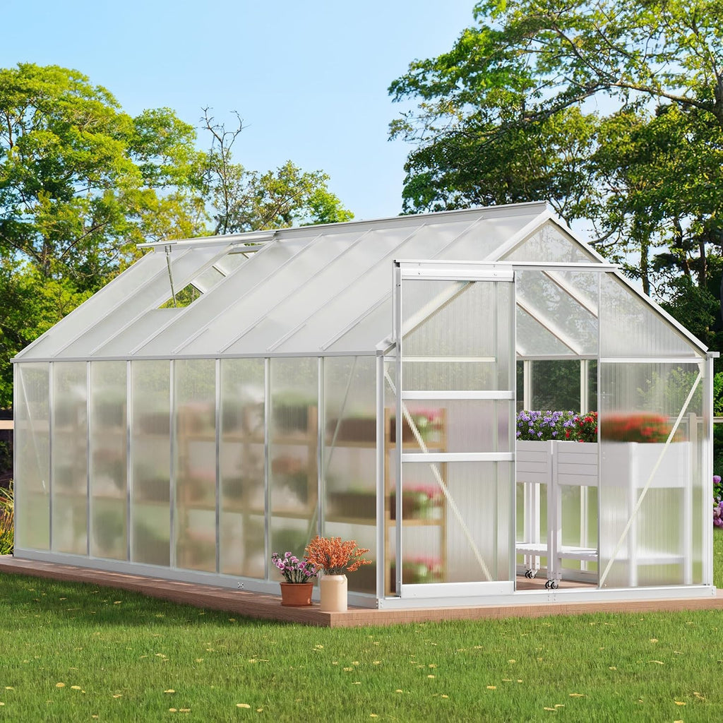 yitahome 16x6ft polycarbonate greenhouse for outdoors, large heavy, main product view
