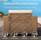 L Shaped Patio Furniture,Outdoor Rattan Wicker Sectional Sofa with 10''Ultra-Thick Cushions,All Weather Patio Conversation Set for Lawn Garden Backyard,Beige