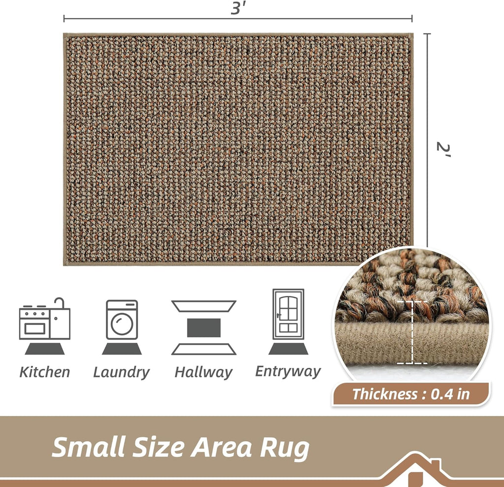 BEQHAUSE 2x3 Entryway Rug Indoor Door Mat Non-Slip Washable, Taupe | Hallway Rugs Absorbent & Stain Resist Hall Carpet Runner Rugs for Entryway, Front Door Floor Mats Laundry Room Rugs for Entry