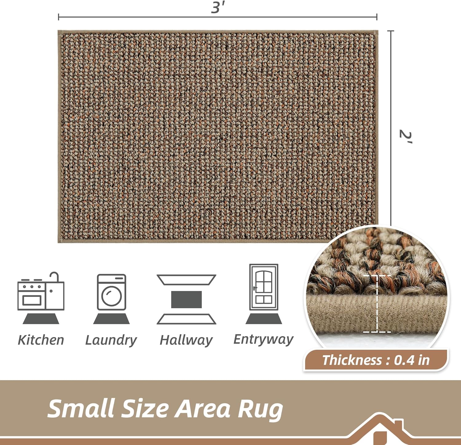 BEQHAUSE 2x3 Entryway Rug Indoor Door Mat Non-Slip Washable, Taupe | Hallway Rugs Absorbent & Stain Resist Hall Carpet Runner Rugs for Entryway, Front Door Floor Mats Laundry Room Rugs for Entry
