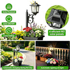 2 Pack 2-in-1 Outdoor Flower Pots, Solar Post Lamps Waterproof, Solar Lamp Post Lights, Wall Mount or Freestanding, Outdoor Decorative Lamp for Garden, Patio, Front Porch, Back Door, Warm White