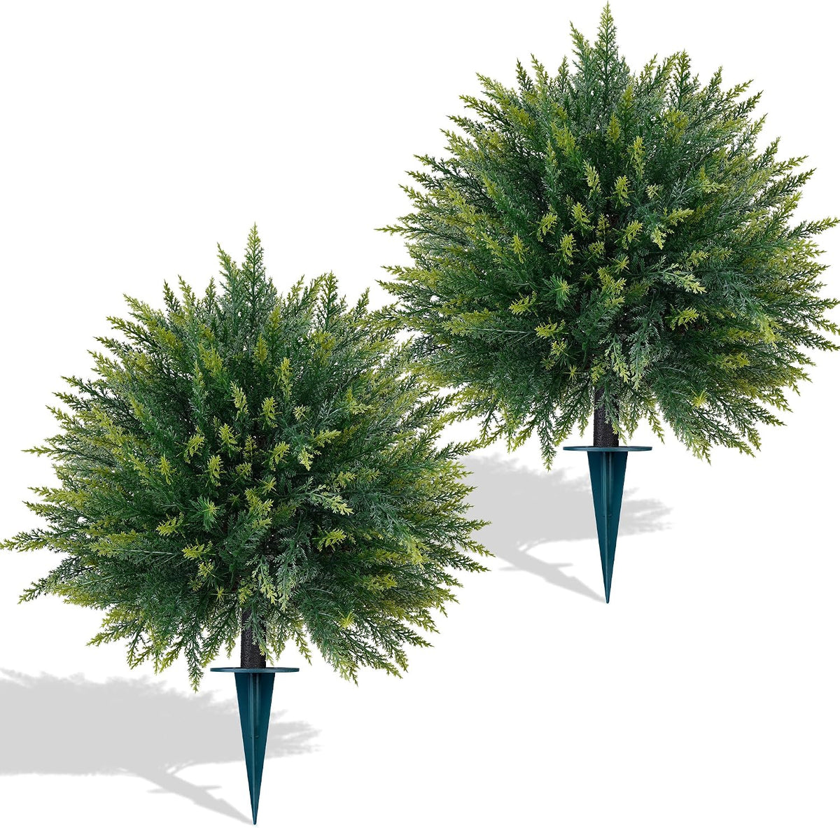 yangrass 2pcs artificial cedar topiary ball tree with, main product view