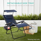 Best Choice Products Folding Zero Gravity Outdoor Recliner Patio Lounge Chair w/Adjustable Canopy Shade, Headrest, Side Accessory Tray, Textilene Mesh - Peacock