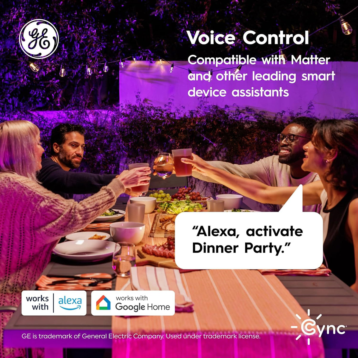cync ge dynamic effects smart cafe lights, color on a desk or shelf