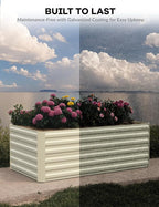 GarveeLife 6x3x2 ft Galvanized Raised Garden Bed, 24" Tall Metal Planter Box for Flowers Vegetables, Rust-Resistant Raised Garden Beds for Gardening, Easy Assembly Outdoor Garden Box & Planters,Beige