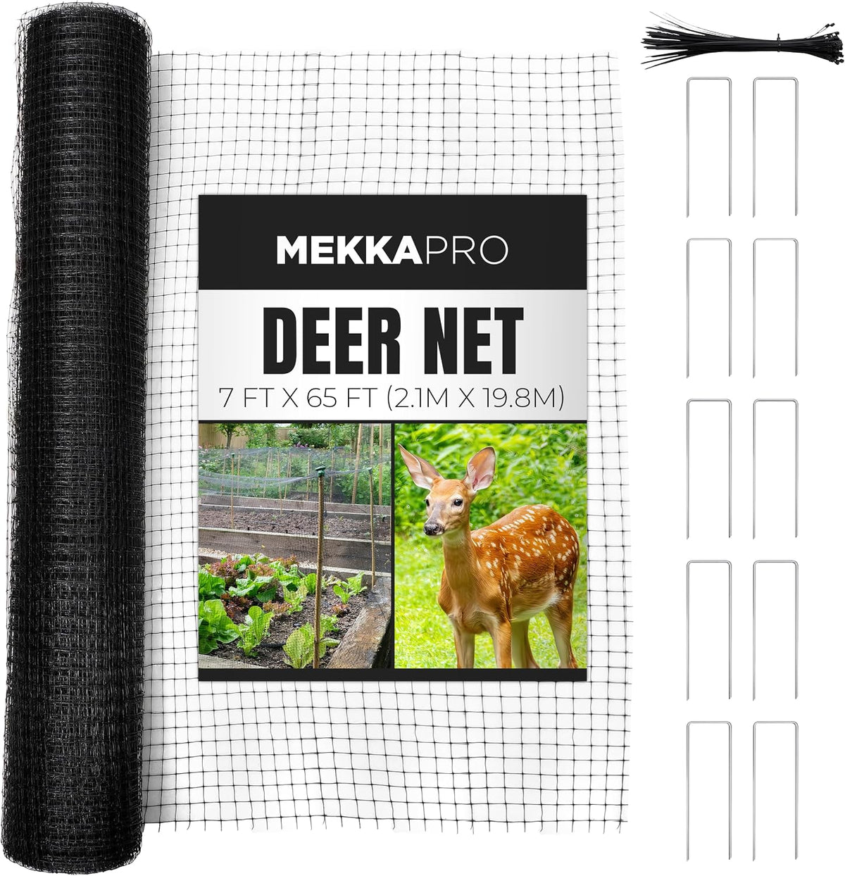 mekkapro deer fence net 7x65ft 40gsm heavy-duty mesh, main product view