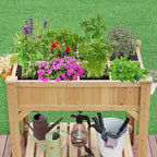 Yaheetech 36x25x37 Inch Raised Garden Bed 8 Pocket Herbs Outdoor Horticulture Garden Planter Vegetable Standing Planters Boxes with Grow Grid
