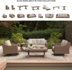 Signature Design by Ashley Outdoor Swivel Lounge Chair with Cushion, Beige | All-weather resin wicker, Powder-coated aluminum frame, Nuvella fabric, Boxed edge cushion, Carmel Bay