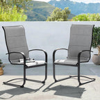 NUU GARDEN Patio Dining Chairs Set of 2, All Weather Outdoor Padded Textilene Patio Chairs, Breathable Spring Motion Textile High Back Outdoor Dining Chairs for Backyard, Lawn, Deck, Gray