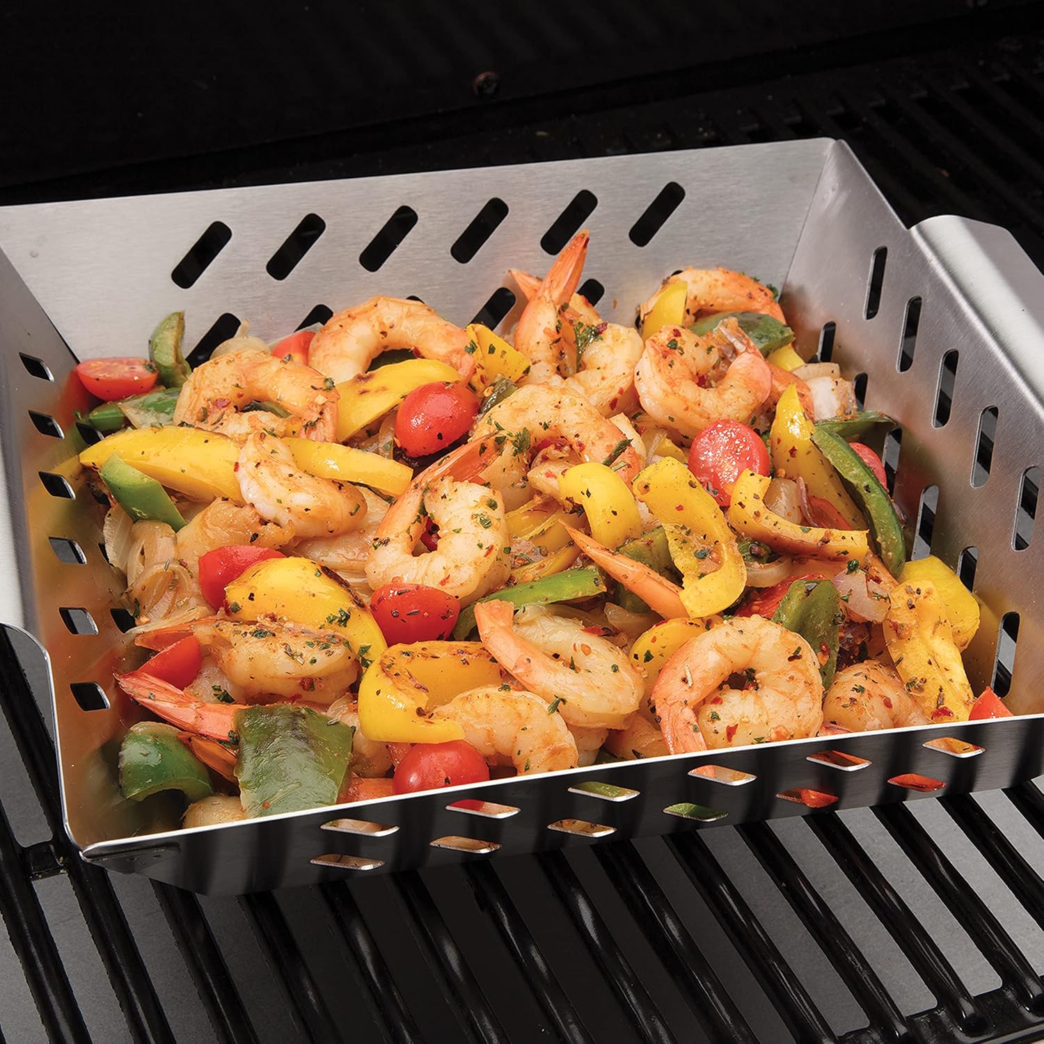 Cuisinart CGWM-019 Stainless Steel BBQ Wok - Grilling Basket with Built-in Handles