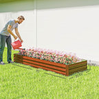 Outsunny Galvanized Raised Garden Bed, 8' x 3' x 1' Metal Planter Box, for Growing Vegetables, Flowers, Herbs, Succulents, Natural Wood