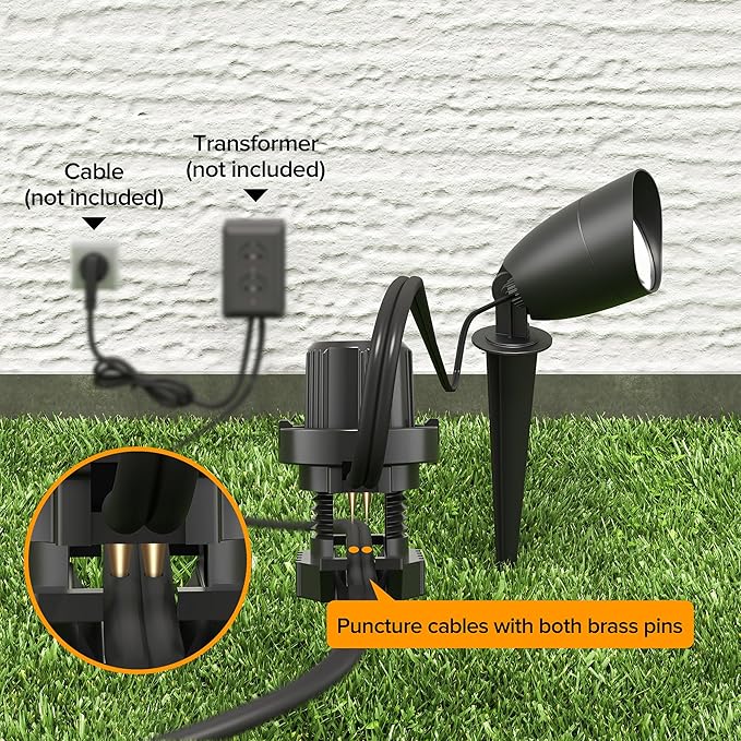 LUTEC 12V Low Voltage Landscape Lighting, Die-cast Aluminum Spot Lights with Connectors, IP65 Waterproof Outdoor Landscape Spotlights, 5W 550LM Warm White 3000K for Tree Garden Yard Pathway, 8 Pack