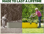 9-in-1 Galvanized Steel Raised Garden Bed // 8×2×1.5 ft Modular Planter for Gardening, Vegetables, Flowers // 18" Tall Metal Raised Garden Beds Outdoor (Yellow) // Patented Design Planter Box